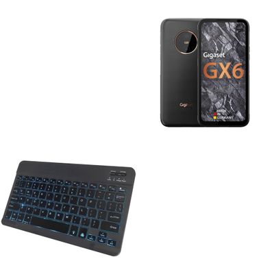 BoxWave Keyboard Compatible with Gigaset GX6 - SlimKeys Bluetooth Keyboard - with Backlight, Portable Slim LED 7 Colors - Jet Black