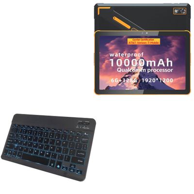 BoxWave Keyboard Compatible with AOZORA K101 Active Android Rugged Tablet (8 in) - SlimKeys Bluetooth Keyboard - with Backlight, Portable Slim LED 7 Colors - Jet Black