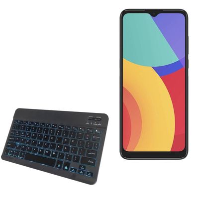 BoxWave Keyboard Compatible with Alcatel 1S (2021) - SlimKeys Bluetooth Keyboard - with Backlight, Portable Slim LED 7 Colors - Jet Black