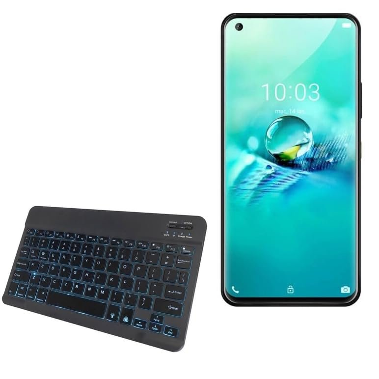 BoxWave Keyboard Compatible with Allview Soul X7 pro - SlimKeys Bluetooth Keyboard - with Backlight, Portable Slim LED 7 Colors - Jet Black