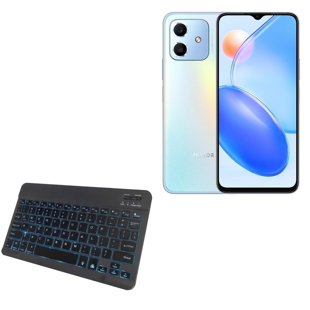 BoxWave Keyboard Compatible with Honor Play6C - SlimKeys Bluetooth Keyboard - with Backlight, Portable Slim LED 7 Colors - Jet Black