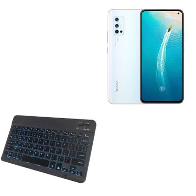 BoxWave Keyboard Compatible with vivo V19 - SlimKeys Bluetooth Keyboard - with Backlight, Portable Slim LED 7 Colors - Jet Black