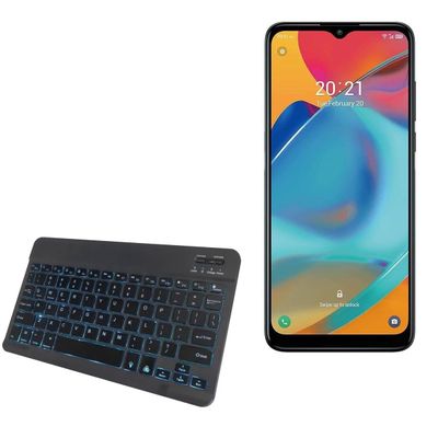 BoxWave Keyboard Compatible with Alcatel 3L (2021) - SlimKeys Bluetooth Keyboard - with Backlight, Portable Slim LED 7 Colors - Jet Black