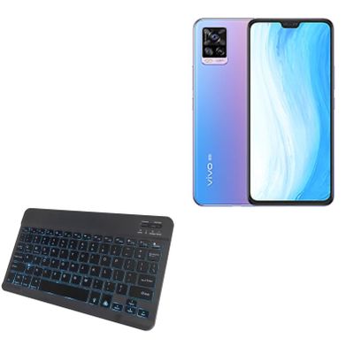 BoxWave Keyboard Compatible with vivo S7 - SlimKeys Bluetooth Keyboard - with Backlight, Portable Slim LED 7 Colors - Jet Black