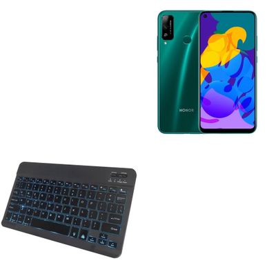 BoxWave Keyboard Compatible with Huawei Honor Play 4T - SlimKeys Bluetooth Keyboard - with Backlight, Portable Slim LED 7 Colors - Jet Black