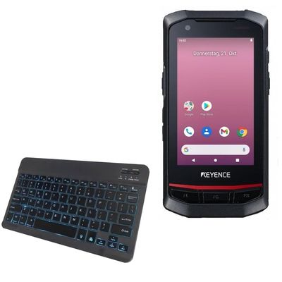 BoxWave Keyboard Compatible with Keyence DX-A400 - SlimKeys Bluetooth Keyboard - with Backlight, Portable Slim LED 7 Colors - Jet Black