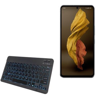 BoxWave Keyboard Compatible with Sharp Aquos R7 - SlimKeys Bluetooth Keyboard - with Backlight, Portable Slim LED 7 Colors - Jet Black