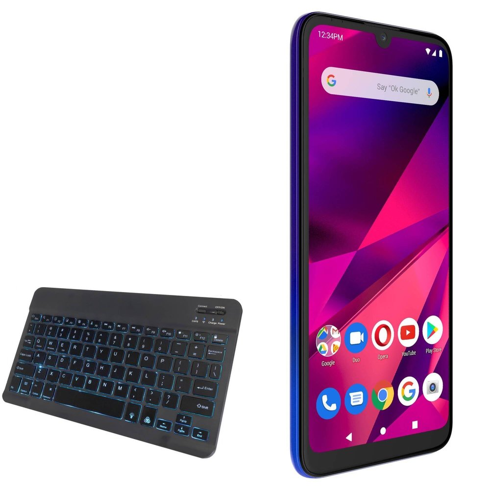 BoxWave Keyboard Compatible with BLU G60 - SlimKeys Bluetooth Keyboard - with Backlight, Portable Slim LED 7 Colors - Jet Black