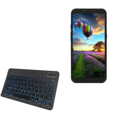 BoxWave Keyboard Compatible with DEXP B260 - SlimKeys Bluetooth Keyboard - with Backlight, Portable Slim LED 7 Colors - Jet Black