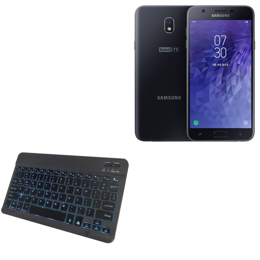 BoxWave Keyboard Compatible with Samsung Wide3 - SlimKeys Bluetooth Keyboard - with Backlight, Portable Slim LED 7 Colors - Jet Black