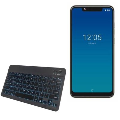 BoxWave Keyboard Compatible with Centric A2 - SlimKeys Bluetooth Keyboard - with Backlight, Portable Slim LED 7 Colors - Jet Black
