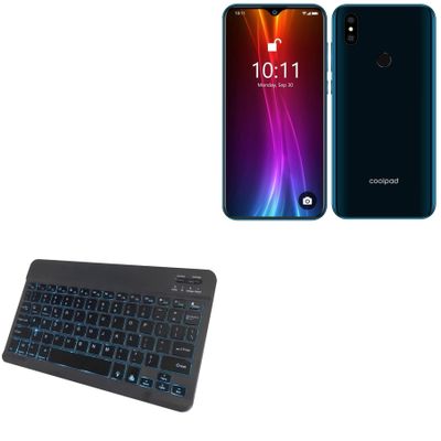 BoxWave Keyboard Compatible with Coolpad Cool 5 - SlimKeys Bluetooth Keyboard - with Backlight, Portable Slim LED 7 Colors - Jet Black
