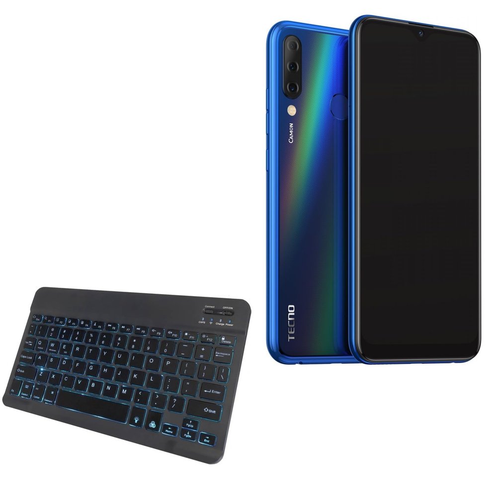 BoxWave Keyboard Compatible with Tecno Camon i4 - SlimKeys Bluetooth Keyboard - with Backlight, Portable Slim LED 7 Colors - Jet Black