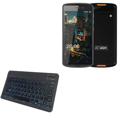 BoxWave Keyboard Compatible with AGM X1 mini - SlimKeys Bluetooth Keyboard - with Backlight, Portable Slim LED 7 Colors - Jet Black