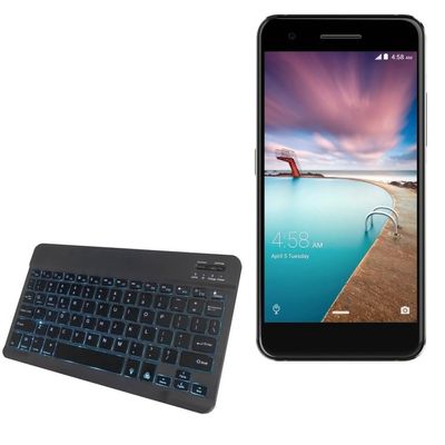 BoxWave Keyboard Compatible with ZTE V870 - SlimKeys Bluetooth Keyboard - with Backlight, Portable Slim LED 7 Colors - Jet Black