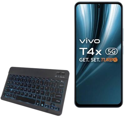 BoxWave Keyboard Compatible with vivo T4x - SlimKeys Bluetooth Keyboard - with Backlight, Portable Slim LED 7 Colors - Jet Black