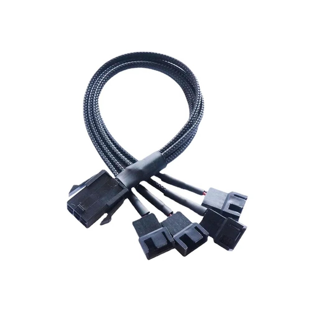 bodateng 6 Pin PCI-E to 6 x 3Pin 4Pin PC Case Fan Sleeved Adapter Cable 3/4P to 6P Computer Cooler Cooling Fan Splitter Y Power Cable(4pin x 4)