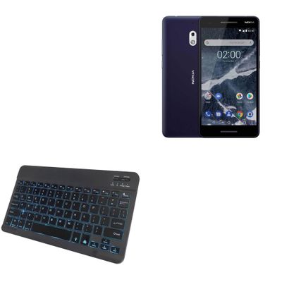 BoxWave Keyboard Compatible with Nokia 2.1 - SlimKeys Bluetooth Keyboard - with Backlight, Portable Slim LED 7 Colors - Jet Black