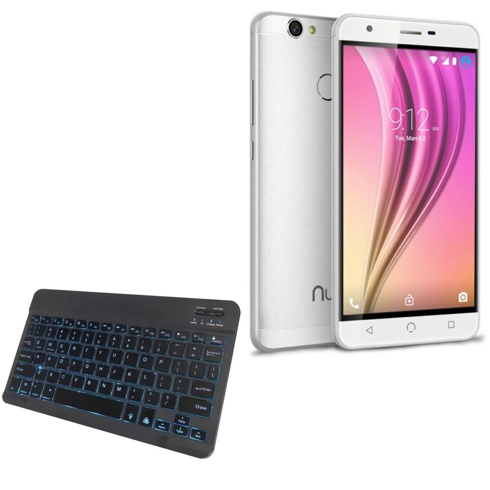 BoxWave Keyboard Compatible with NUU Mobile X5 - SlimKeys Bluetooth Keyboard - with Backlight, Portable Slim LED 7 Colors - Jet Black
