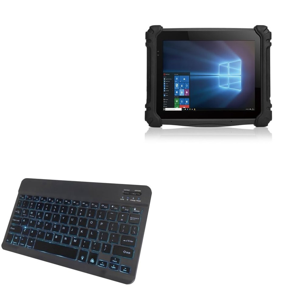 BoxWave Keyboard Compatible with DT-Research DT315CR - SlimKeys Bluetooth Keyboard - with Backlight, Portable Slim LED 7 Colors - Jet Black