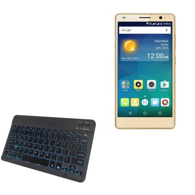 BoxWave Keyboard Compatible with QMobile Noir S6 Plus - SlimKeys Bluetooth Keyboard - with Backlight, Portable Slim LED 7 Colors - Jet Black