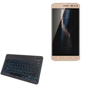 BoxWave Keyboard Compatible with Bluboo Xfire 2 - SlimKeys Bluetooth Keyboard - with Backlight, Portable Slim LED 7 Colors - Jet Black