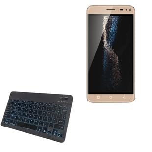 BoxWave Keyboard Compatible with Bluboo Xfire 2 - SlimKeys Bluetooth Keyboard - with Backlight, Portable Slim LED 7 Colors - Jet Black