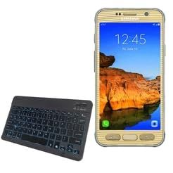 BoxWave Keyboard Compatible with Samsung Galaxy S7 Active - SlimKeys Bluetooth Keyboard - with Backlight, Portable Slim LED 7 Colors - Jet Black