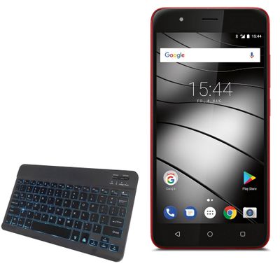 BoxWave Keyboard Compatible with Gigaset GS270 - SlimKeys Bluetooth Keyboard - with Backlight, Portable Slim LED 7 Colors - Jet Black