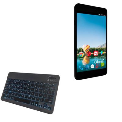 BoxWave Keyboard Compatible with Avvio Pro 550 - SlimKeys Bluetooth Keyboard - with Backlight, Portable Slim LED 7 Colors - Jet Black