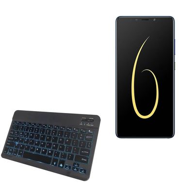 BoxWave Keyboard Compatible with Infinix Note 6 - SlimKeys Bluetooth Keyboard - with Backlight, Portable Slim LED 7 Colors - Jet Black