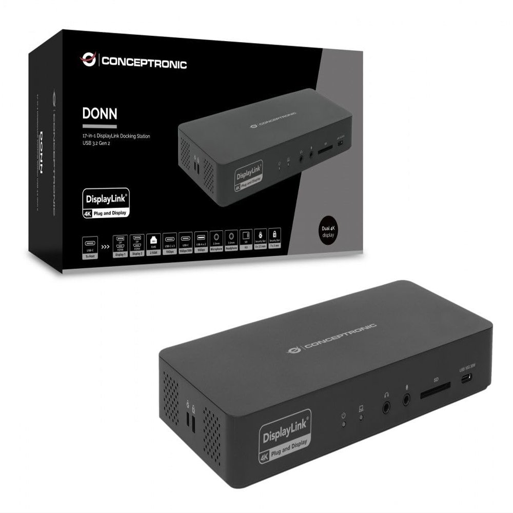 Conceptronic 17-in-1 Displaylink Docking Station USB 3.2 Gen 2, W129161395 (Station USB 3.2 Gen 2)