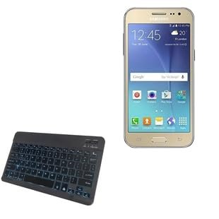 BoxWave Keyboard Compatible with Samsung Galaxy J2 - SlimKeys Bluetooth Keyboard - with Backlight, Portable Slim LED 7 Colors - Jet Black