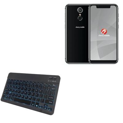 BoxWave Keyboard Compatible with Cherry Mobile Flare J2 2018 - SlimKeys Bluetooth Keyboard - with Backlight, Portable Slim LED 7 Colors - Jet Black