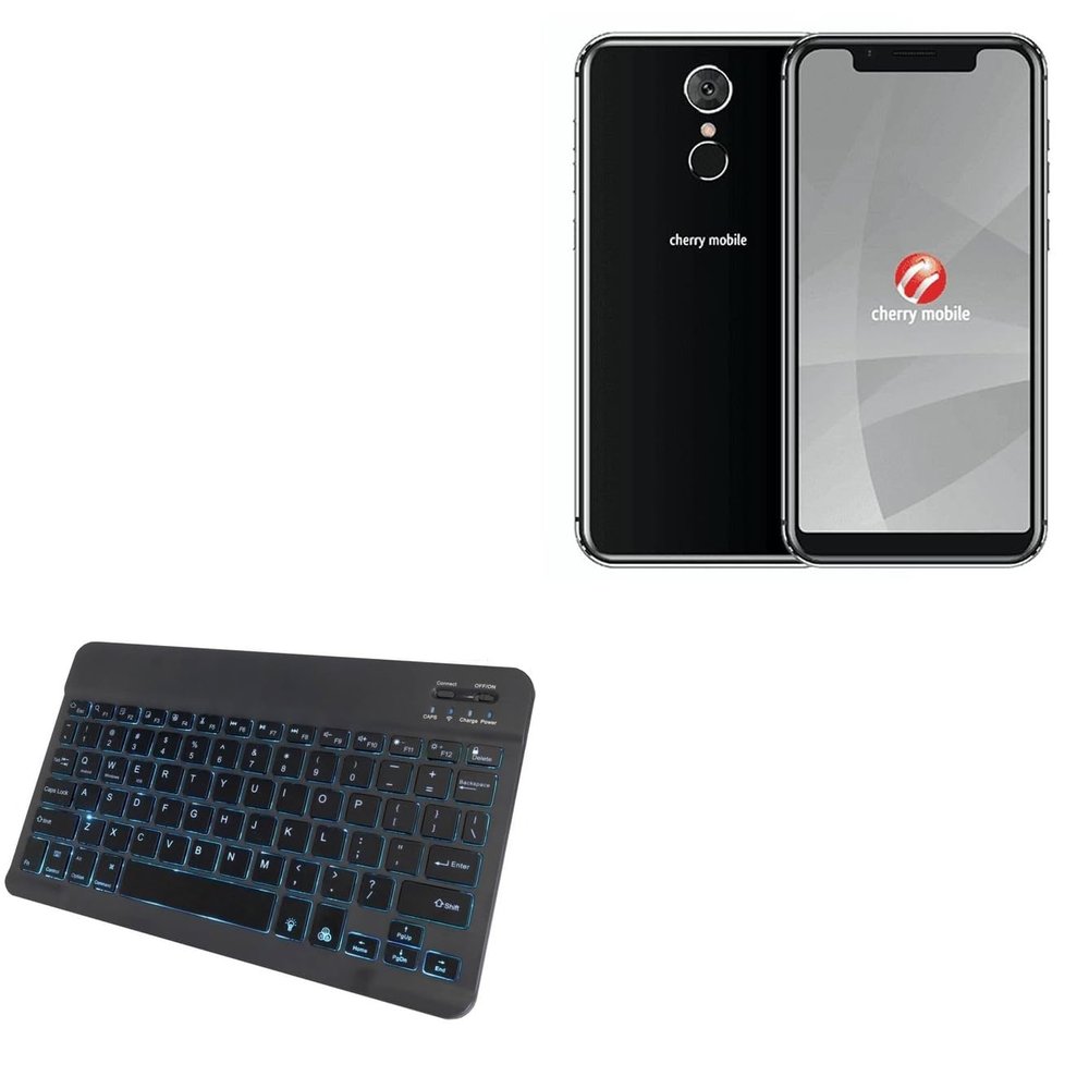 BoxWave Keyboard Compatible with Cherry Mobile Flare J2 2018 - SlimKeys Bluetooth Keyboard - with Backlight, Portable Slim LED 7 Colors - Jet Black