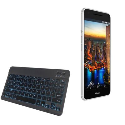 BoxWave Keyboard Compatible with InFocus M812 - SlimKeys Bluetooth Keyboard - with Backlight, Portable Slim LED 7 Colors - Jet Black