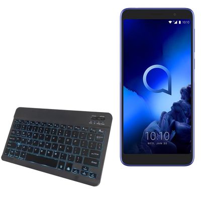 BoxWave Keyboard Compatible with Alcatel 1X (2019) - SlimKeys Bluetooth Keyboard - with Backlight, Portable Slim LED 7 Colors - Jet Black