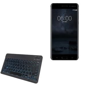 BoxWave Keyboard Compatible with Nokia 6 - SlimKeys Bluetooth Keyboard - with Backlight, Portable Slim LED 7 Colors - Jet Black