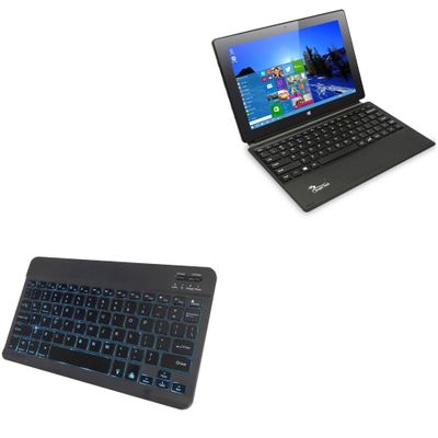 BoxWave Keyboard Compatible with Dragon Touch i10X - SlimKeys Bluetooth Keyboard - with Backlight, Portable Slim LED 7 Colors - Jet Black
