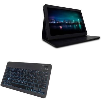 BoxWave Keyboard Compatible with Fusion5 104Bv2 (10.1 in) - SlimKeys Bluetooth Keyboard - with Backlight, Portable Slim LED 7 Colors - Jet Black