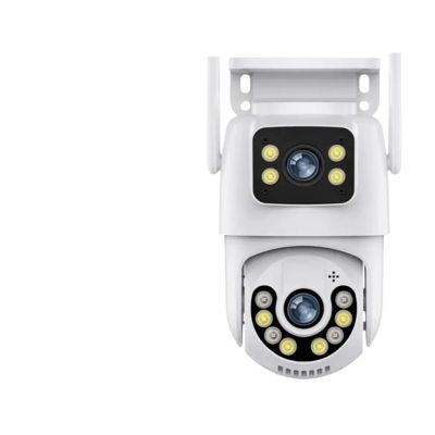LNBBEQ 4K 8MP WiFi PTZ Camera Outdoor Dual Lens Dual Screen Auto Track IP Cameras CCTV Two-Way Audio Video Surveillance(UK Plug,8MP Add 64G Card)