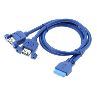 bodateng USB 3.0 Ports Female Screw Mount Type to Motherboard 20pin Header Cable Blue 30cm 50cm(30cm)