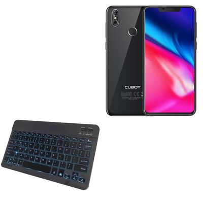 BoxWave Keyboard Compatible with Cubot P20 - SlimKeys Bluetooth Keyboard - with Backlight, Portable Slim LED 7 Colors - Jet Black