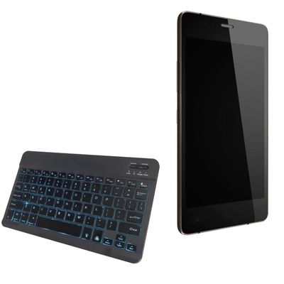 BoxWave Keyboard Compatible with Gionee S5.1 Pro - SlimKeys Bluetooth Keyboard - with Backlight, Portable Slim LED 7 Colors - Jet Black