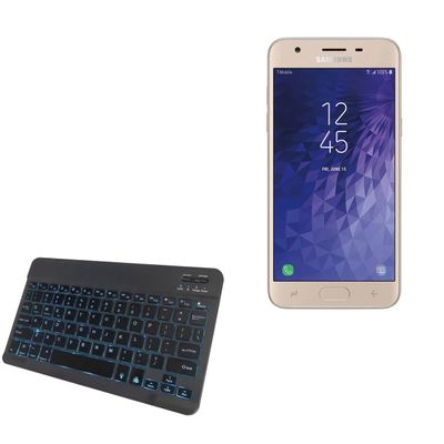 BoxWave Keyboard Compatible with Samsung Galaxy J3 Star - SlimKeys Bluetooth Keyboard - with Backlight, Portable Slim LED 7 Colors - Jet Black