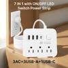10 Ft Surge Protector Power Strip with USB C, 1200J Protection, Heavy Duty Extension Cord  (7-in-1) 3 AC Outlets, 4 USB Ports, LED On/Off Switch  Compact & Travel Friendly  Home, Office. view 2
