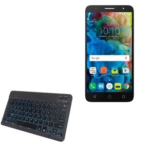 BoxWave Keyboard Compatible with Alcatel POP4+ - SlimKeys Bluetooth Keyboard - with Backlight, Portable Slim LED 7 Colors - Jet Black