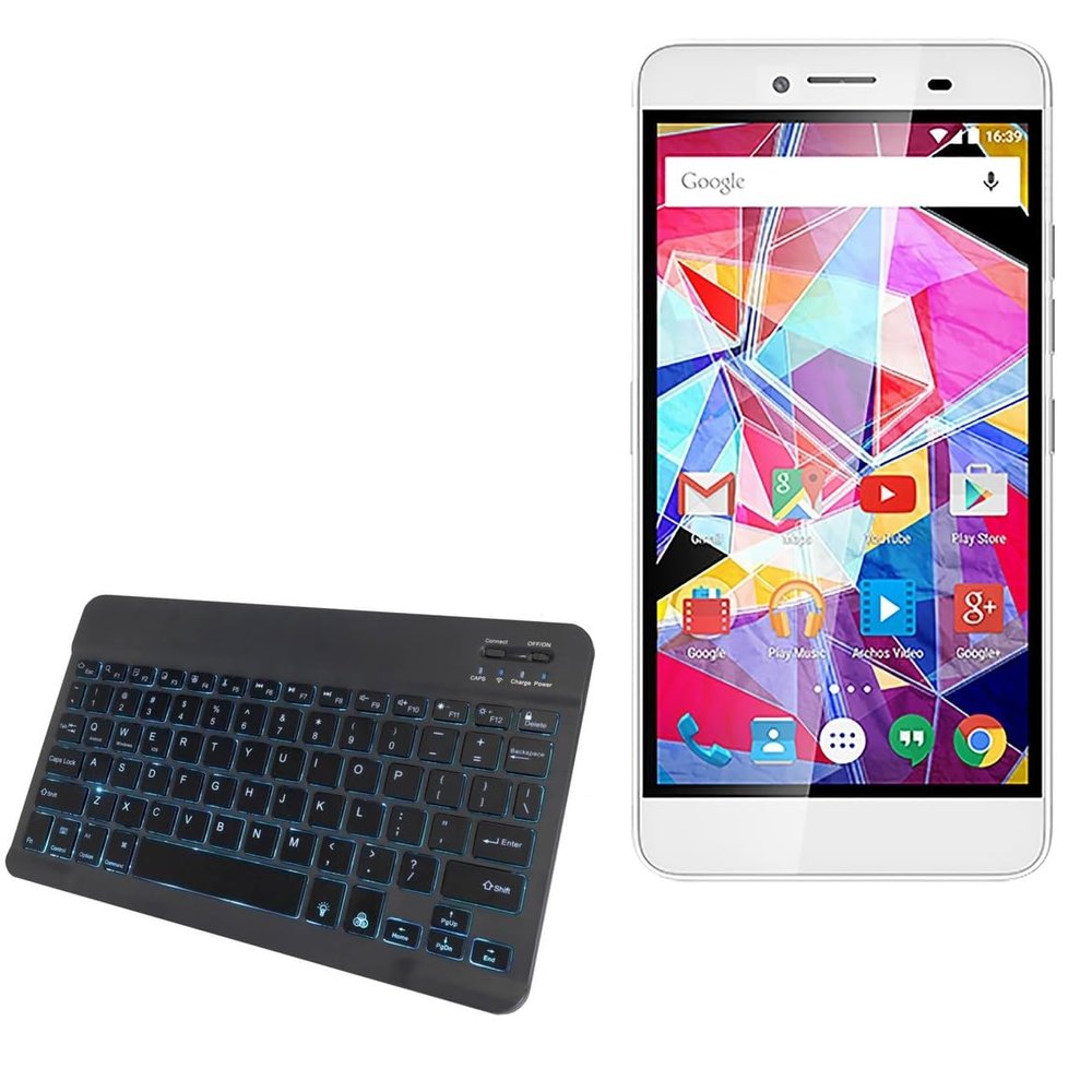 BoxWave Keyboard Compatible with Archos Diamond (2019) - SlimKeys Bluetooth Keyboard - with Backlight, Portable Slim LED 7 Colors - Jet Black