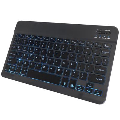 BoxWave Keyboard Compatible with Black Fox B6Fox - SlimKeys Bluetooth Keyboard - with Backlight, Portable Slim LED 7 Colors - Jet Black