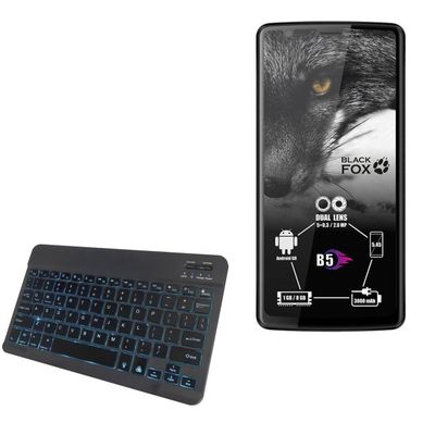 BoxWave Keyboard Compatible with Black Fox B5 - SlimKeys Bluetooth Keyboard - with Backlight, Portable Slim LED 7 Colors - Jet Black